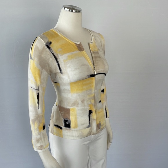 WHBM Abstract Design Zipper Cardigan Size Small - Picture 7 of 14
